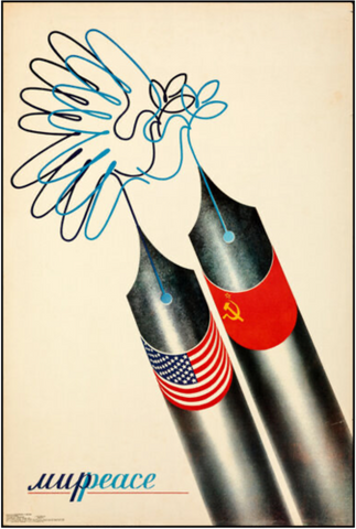 Original USSR/USA Peace Propaganda Poster (1987)